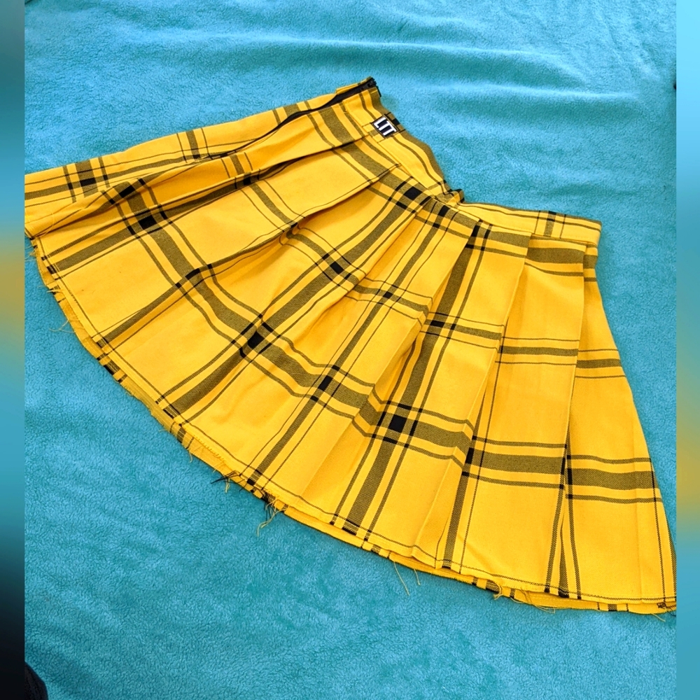 Love Too True Yellow Plaid Pleated Skirt